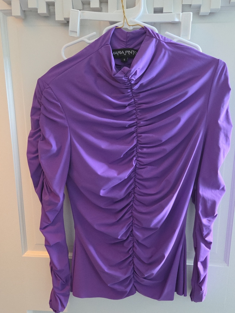 MARIA PINTÓ Purple Ruched Long-Sleeve Blouse